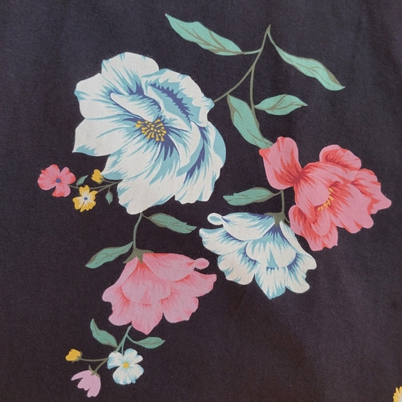 Old Navy 3/4 Sleeve Floral Knit Dress Black Med - Picture 4 of 6